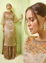 Beige Color Satin Fabric Resham Printed Salwar Suit