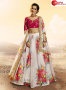 Awesome White Color Organza Fabric Embroidered Digital Print Work Designer Lehenga Choli