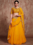 Mustard Color Net Fabric Sequins Zari Work Designer Party Wear Lehenga Choli