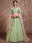 Green Color Net Fabric Sequins Zari Work Designer Party Wear Lehenga Choli
