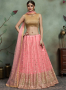 Pink Color Net Fabric Sequins Work Designer Party Wear Lehenga Choli