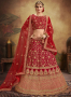 Attractive Red Color Pure Velvet Fabric Embroidered Work Designer Bridal Wear Lehenga Choli