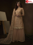 Beige Color Net Fabric Embroidered Sequence Work Designer Party Wear Garara Suit