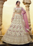 Off White Color Georgette Fabric Resham Embroidered Work Designer Bridal Wear Lehenga Choli