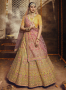Yellow Color Organza Fabric Resham Embroidered Work Designer Bridal Wear Lehenga Choli