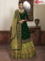 Green Color Georgette And Net Fabric Resham Embroidered Work Designer Long Top Lehenga Choli