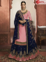 Pink Color Georgette And Net Fabric Resham Embroidered Work Designer Long Top Lehenga Choli