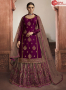 Purple Color Georgette And Net Fabric Resham Embroidered Work Designer Long Top Lehenga Choli