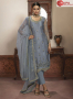 Grey Color Georgette Fabric Embroidered Resham Work Designer Party Straight Suit