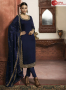 Blue Color Georgette Fabric Embroidered Resham Work Designer Party Straight Suit