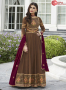 Brown Color Georgette Fabric Embroidered Resham Work Designer Party Anarkali Style Suit