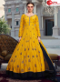 Mustard Color Georgette Fabric Digital Print With Hand Work Designer Party Wear Gown