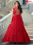 Red Color Georgette Fabric Digital Print With Hand Work Designer Party Wear Gown