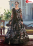 Black Color Cotton Fabric Digital Print With Hand Work Designer Party Wear Gown