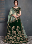 Green Color Velvet Fabric Zari Embroidered Stone Work Designer Wedding Wear Lehenga Choli