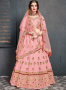 Pink Color Silk Fabric Zari Embroidered Stone Work Designer Wedding Wear Lehenga Choli