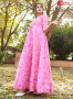 Pink Color Chanderi Fabric Foil Print Work Designer Party Wear Gown
