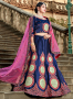 Blue Color Satin Silk Fabric Resham Work Designer Lehenga Choli
