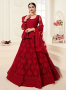 Red Color Net Fabric Resham Embroidered Work Designer Party Wear Lehenga Choli