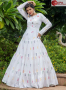 White Color Cotton Fabric Print Work Designer Party Gown