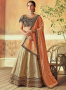 Beige Color Jacquard Silk Embroidered Resham Work Designer Wedding Lehenga Choli