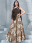 Brown Color Lycra Fabric Embroidered Digital Work Designer Wedding Wear Lehenga Choli