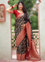 Black Color Banarasi Silk Fabric Weaving Work Designer Traditional Party Wear Saree