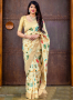 Cream Color Banarasi Silk Fabric weaving Work Designer Traditional Party Wear Saree