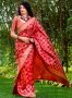 Red Color Banarasi Silk Fabric weaving Work Designer Traditional Party Wear Saree