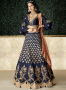 Blue Color Tafeta Silk Fabric Resham Embroidered Work Designer Wedding Wear Lehenga Choli