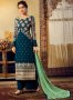 Teal Color Georgette Fabric Resham Embroidered Work Designer Palazzo Suit