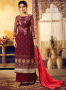 Maroon Color Georgette Fabric Resham Embroidered Work Designer Palazzo Suit