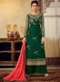 Green Color Georgette Fabric Resham Embroidered Work Designer Palazzo Suit