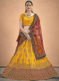Mustard Color Satin Fabric Zari Embroidered Work Designer Wedding Wear Lehenga Choli