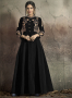 Black Color Tafeta Silk Fabric Resham Embroidered Work Designer Gown