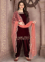 Maroon Color Velvet Fabric Embroidered Zari Work Designer Punjabi Suit
