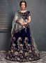 Blue Color Velvet Fabric Resham Embroidered Work Designer Wedding Lehenga Choli