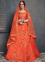 Orange Color Art Silk Fabric Resham Embroidered Work Designer Wedding Lehenga Choli