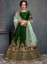 Green Color Art Silk Fabric Resham Embroidered Work Designer Wedding Lehenga Choli
