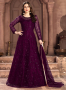 Purple Color Net Fabric Embroidered Resham Work Designer Anarkali Suit