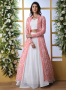 White And Pink Color Georgette Fabric Embroidered Work Designer Party Wear Lehenga Choli