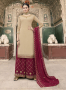 Beige Color Georgette Fabric Embroidered Resham Work Designer Palazzo Suit