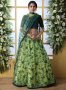Green Color Net Fabric Resham Embroidered Work Designer Party Wear Lehenga Choli