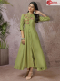 Green Color Rayon Fabric Embroidered Work Designer Party Wear Kurti