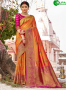 Orange Color Banarasi Silk Fabric Woven Designer Party Wear Saree