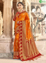 Orange Colour Banarasi Silk Fabric Woven Traditional Party Wear Saree