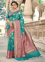Sea Green Colour Banarasi Silk Fabric Woven Traditional Party Wear Saree