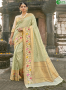Green Colour Banarasi Silk Fabric Fancy Weaving Work Traditional Party Wear Saree