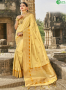 Gold Colour Banarasi Silk Fabric Fancy Weaving Work Traditional Party Wear Saree
