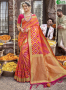Orange With Pink Color Banarasi Silk Fabric Weaving Work Traditional Party Wear Saree